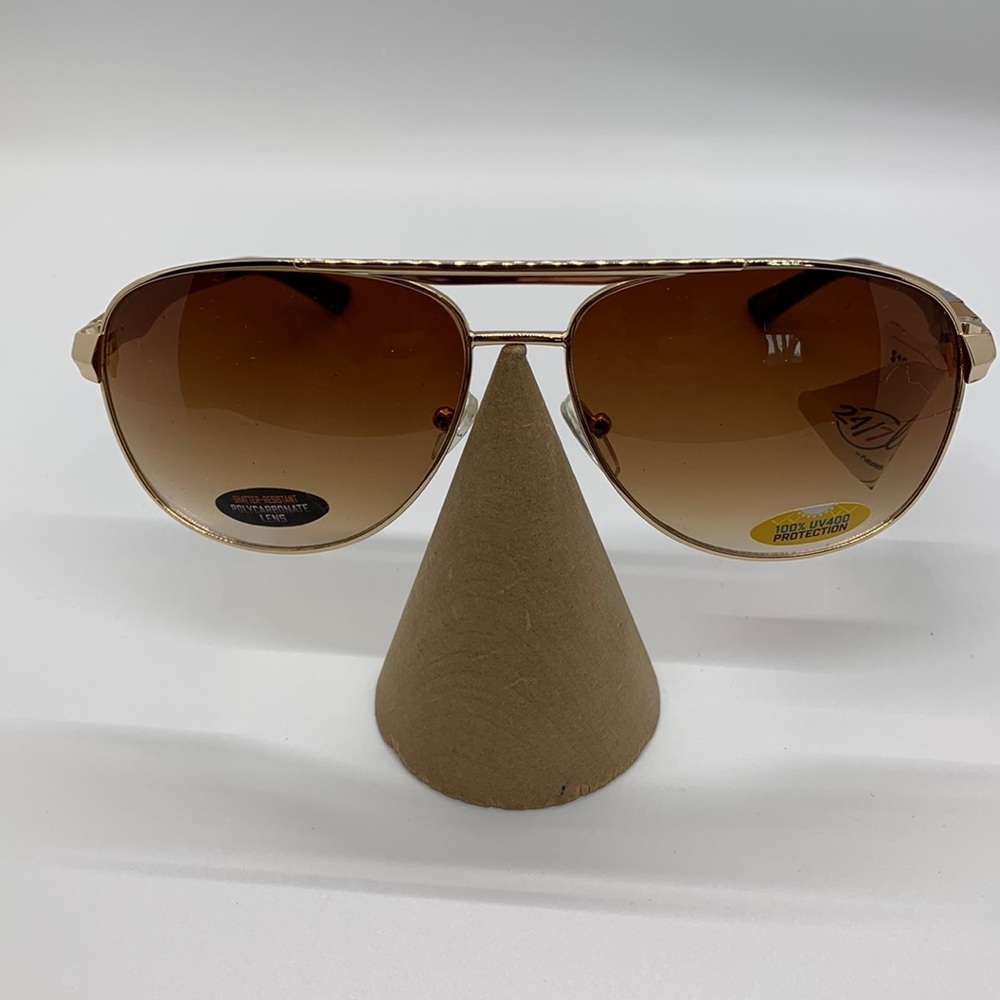 24/7 Life Metal Navigator copper tone lightweight aluminum Pilot Sunglasses